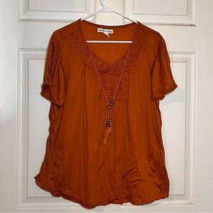 New York Laundry Burnt Orange Rust lace Size Xl Boho Gypsy Fortune Teller